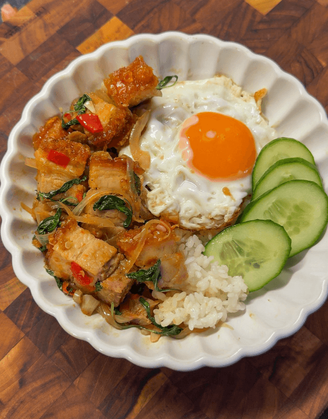 Thai Basil Crispy Pork Belly (Pad Krapao Moo Krob)