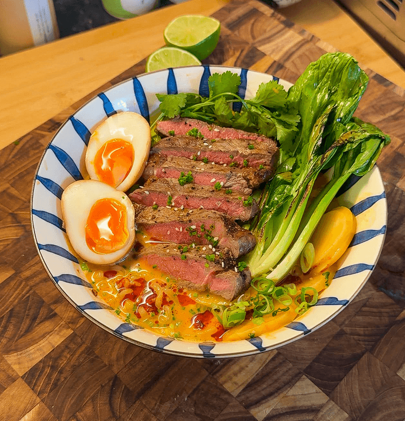 Creamy Kewpie Mayo-Egg Ramyun Hack with Steak