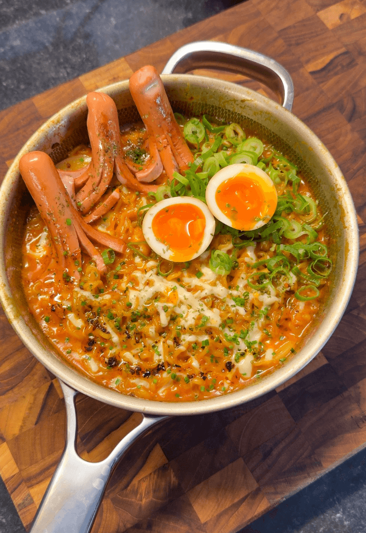 Creamy Ramyun with Octopus Sausage
